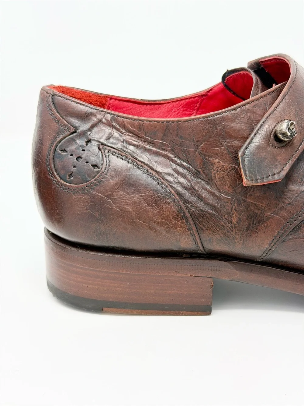 Jeffery West Villain Bela Lugosi Men’s 9.5 Skull Monk Strap Leather Shoes